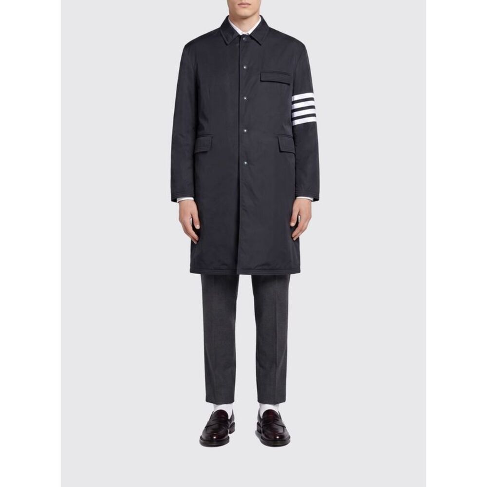 Single-Breasted Padded Trench Coat Thom Browne In Polyester With 4-Bar Motif